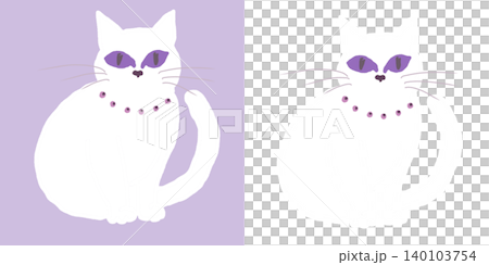 White cat, hand-drawn illustration material (transparent background/PNG/JPEG) White cat, hand-drawn illustration material (transparent background/PNG/JPEG) 140103754