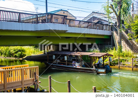 【京都風景】酒どころ伏見 濠川の新緑の風景 140104001