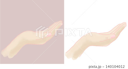手　上を向けた片手のイラスト素材（透過素材/PNG/JPEG） 140104012