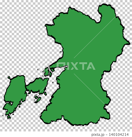 熊本縣地圖插圖(綠色/筆觸風格)日式風格 熊本縣地圖插圖(綠色/筆觸風格)日式風格 140104214