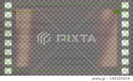 Camera recording screen overlay with timer, battery icon and subtle frame marks isolated on transparent background for video and streaming design. Camera recording screen overlay with timer, battery icon and subtle frame marks isolated on transparent background for video and streaming design. 140105054