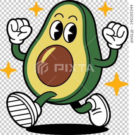 Cute Running Avocado Cartoon Character Illustration Cute Running Avocado Cartoon Character Illustration 140105344