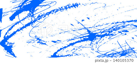 Pen blue brush with messy ink scratch and chaotic texture as overlay art. Abstract pen marks and doodle with stroke and texture squiggle. Urban blue vector with graffiti for punk design 140105370