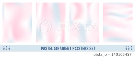 Pastel hologram poster background with iridescent shimmer for y2k aesthetic and aura print. Soft pink and blue aurora pastel waves on paper. Vector pearlescent gradation background isolated pack 140105457