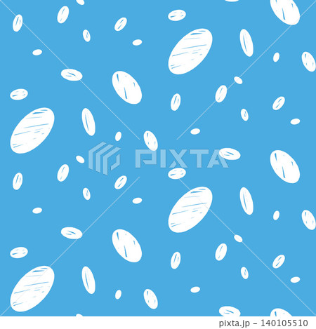 Polka dot seamless pattern in oval print with hand drawn mark. Pencil dot doodle and chalky circle on blue for baby fashion. Monochrome polka vector backdrop as grunge smudge repeat bg 140105510