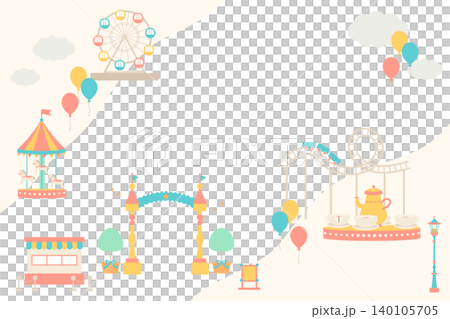 A fun, pop-style background illustration of an amusement park. A fun, pop-style background illustration of an amusement park. 140105705