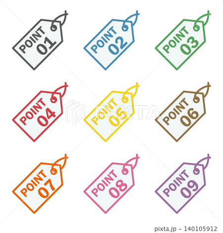 イラスト素材：ポイント,重要,チェック,注目,注意,数字 140105912