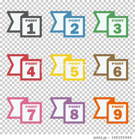 絲帶插圖素材:要點、重要、檢查、注意、警告、數字 絲帶插圖素材:要點、重要、檢查、注意、警告、數字 140105944