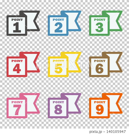 Ribbon illustration materials: Points, Important, Check, Attention, Caution, Numbers 140105947