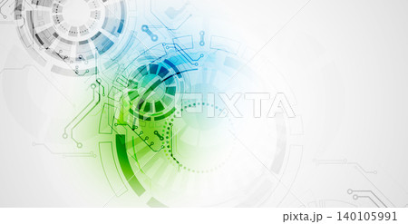 Abstract vector background with dynamic circles and geometric shapes. Technology concept template. Abstract vector background with dynamic circles and geometric shapes. Technology concept template. 140105991