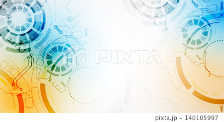 Abstract vector background with dynamic circles and geometric shapes. Technology concept template. Abstract vector background with dynamic circles and geometric shapes. Technology concept template. 140105997