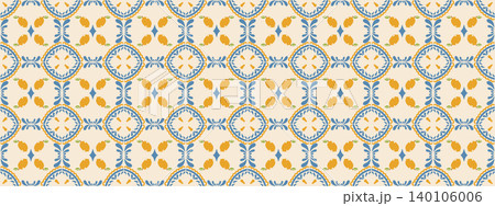 Lemon tile pattern with citrus motifs in Mediterranean ornamental style 140106006