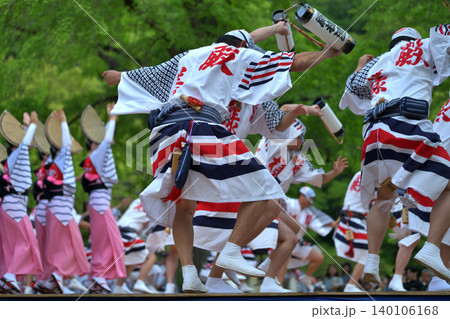 阿波踊り 春の祭典「徳島城 阿波おどり」有名連の男踊り 阿波踊り 春の祭典「徳島城 阿波おどり」有名連の男踊り 140106168