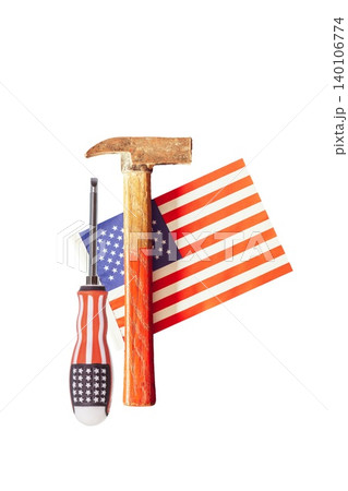 Hammer, American Flag, and Grater Isolated on Transparent Background Hammer, American Flag, and Grater Isolated on Transparent Background 140106774