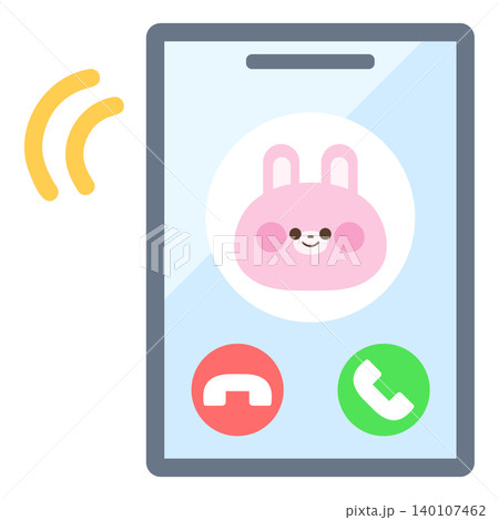 かわいいうさぎから着信中の携帯電話 かわいいうさぎから着信中の携帯電話 140107462