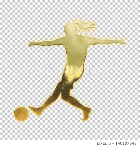 Golden female football player, Alpha Channel Golden female football player, Alpha Channel 140107645
