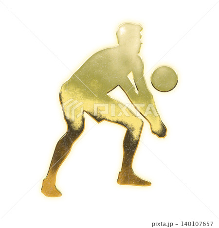 黄金の男性バレーボール選手のレシーブ、アルファチャンネル 黄金の男性バレーボール選手のレシーブ、アルファチャンネル 140107657