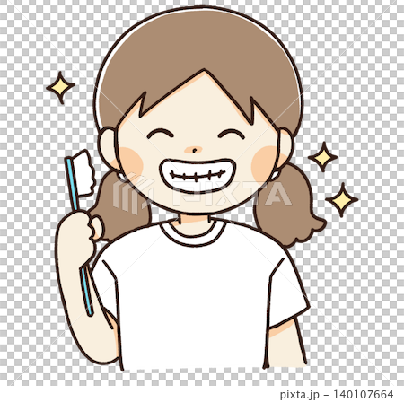 Illustration of a child brushing their teeth Illustration of a child brushing their teeth 140107664