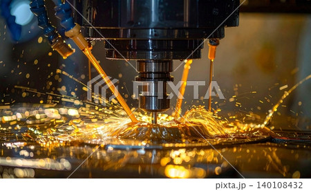 CNC milling machine work and  Coolant and lubrication in metalwork industry 140108432