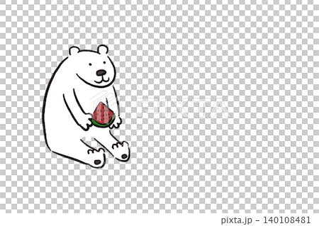 A cute illustration of a polar bear carrying a watermelon to deliver a summer greeting card. A cute illustration of a polar bear carrying a watermelon to deliver a summer greeting card. 140108481