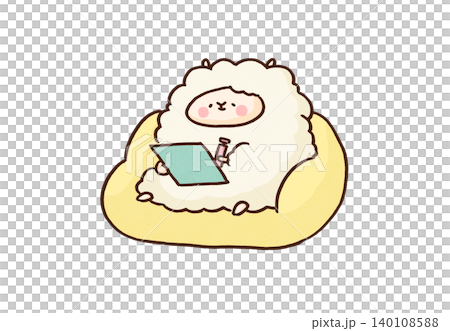A sheep sitting on a sofa with a binder and pen, listening to a conversation (psychological counseling/active listening) A sheep sitting on a sofa with a binder and pen, listening to a conversation (psychological counseling/active listening) 140108588