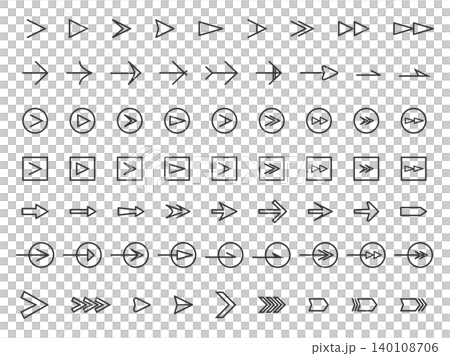 插畫資料：簡易箭頭集、線條圖示、單色 140108706