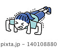 腕たせ伏せをする女性_2色 140108880