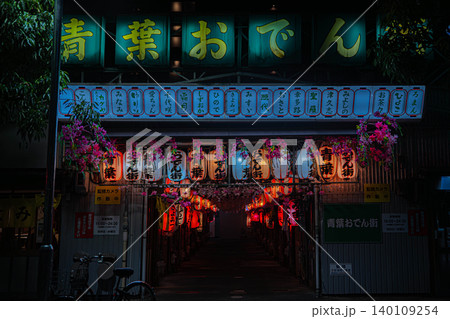 青葉おでん街の入り口とレトロな飲み屋街の夜景【静岡県静岡市葵区】 青葉おでん街の入り口とレトロな飲み屋街の夜景【静岡県静岡市葵区】 140109254