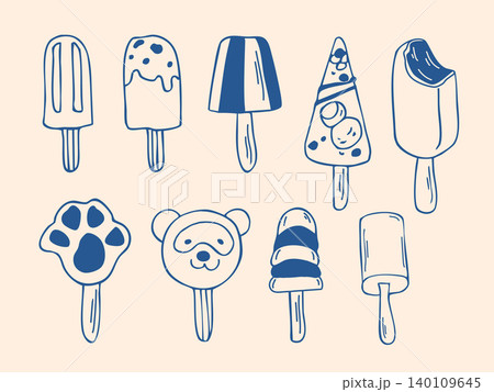 Hand drawn doodle Ice cream bars set Hand drawn doodle Ice cream bars set 140109645