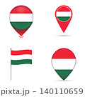 Hungary Flag Map Pin Icons Set Collection. 140110659