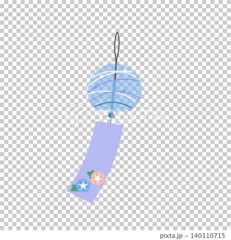 シンプルな風鈴のイラスト　夏素材　フラットイラスト　涼しげな風鈴のイラスト 140110715