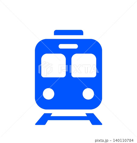 駅案内や交通マップに使いやすいシンプルな電車アイコン（青） 140110784