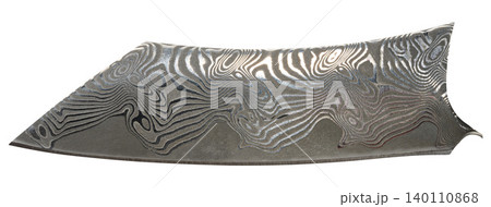Damascus steel knife blade on isolated background Damascus steel knife blade on isolated background 140110868