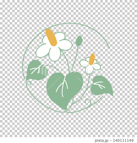 魚腥草(Houttuynia cordata)的簡單植物圖標 魚腥草(Houttuynia cordata)的簡單植物圖標 140111149