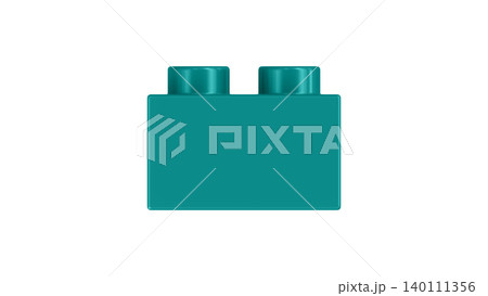 Teal Blue Plastic Building Block Isolated on White Background 140111356