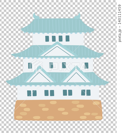 色の明るい日本の伝統的なお城のイラスト(天守閣・城郭) 色の明るい日本の伝統的なお城のイラスト(天守閣・城郭) 140111459