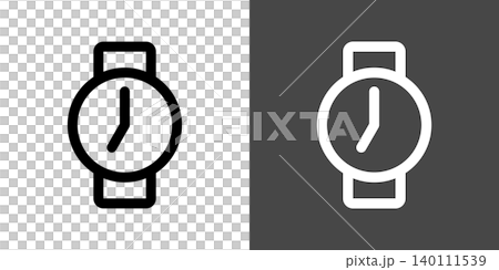 シンプルな腕時計のアイコンイラスト 7時 19時 シンプルな腕時計のアイコンイラスト 7時 19時 140111539