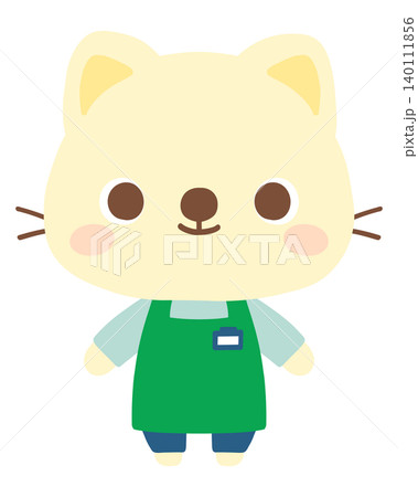 エプロン姿の猫店員 働く 動物 イラスト エプロン姿の猫店員 働く 動物 イラスト 140111856
