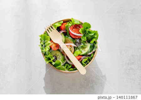 Healthy lunch salad in eco-friendly, recyclable packaging Healthy lunch salad in eco-friendly, recyclable packaging 140111867