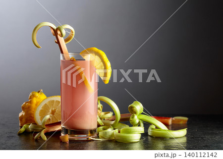 Refreshing glass of organic rhubarb lemonade. Refreshing glass of organic rhubarb lemonade. 140112142