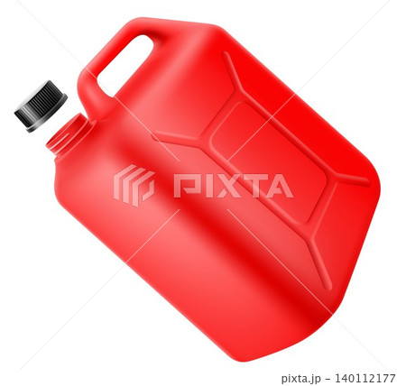Fuel canister with open lid. Gasoline or petrol canister, isolated on white. Concept of automobile oil gallon, natural energy tube. Red Gas Can Fuel Storage icon . Realistic 3d vector illustration Fuel canister with open lid. Gasoline or petrol canister, isolated on white. Concept of automobile oil gallon, natural energy tube. Red Gas Can Fuel Storage icon . Realistic 3d vector illustration 140112177