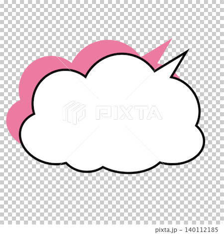 Simple illustration material of a cloud-shaped speech bubble (white background) 140112185