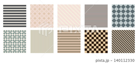 Set of seamless geometric patterns with stripes checkerboard diamonds Set of seamless geometric patterns with stripes checkerboard diamonds 140112330