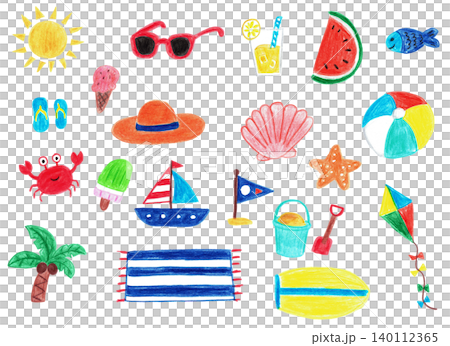 Hand-drawn summer item illustration set Hand-drawn summer item illustration set 140112365