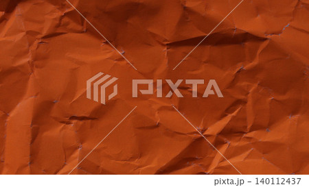Orange crumpled paper texture abstract horizontal background 140112437