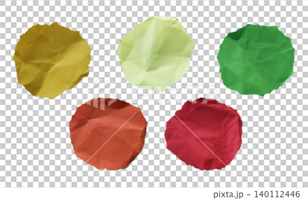 Yellow green light green orange red crumpled paper circles collection Yellow green light green orange red crumpled paper circles collection 140112446