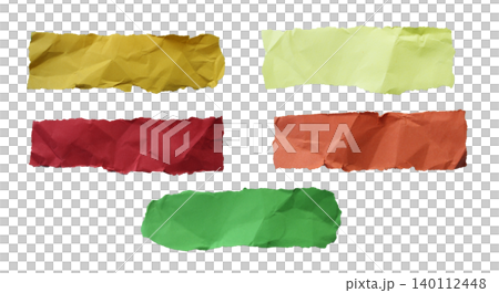 Yellow light green burgundy brown green crumpled paper strips set Yellow light green burgundy brown green crumpled paper strips set 140112448