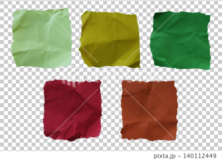 Light green olive green burgundy brown crumpled paper squares set 140112449