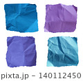 Blue purple violet cyan crumpled paper squares textured swatches set 140112450