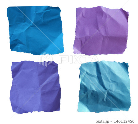 Blue purple violet cyan crumpled paper squares textured swatches set Blue purple violet cyan crumpled paper squares textured swatches set 140112450